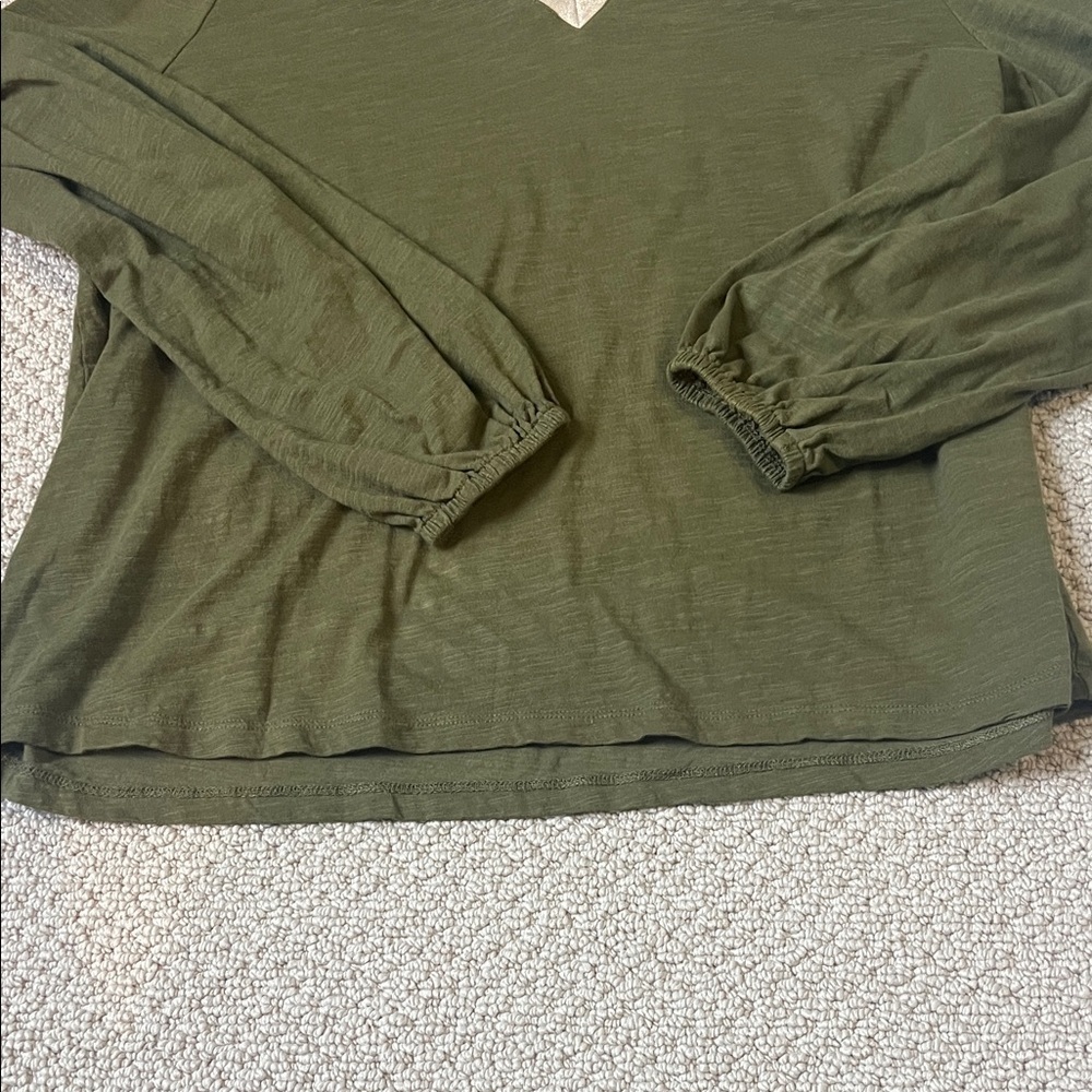 Boden Olive V-Neck Long Sleeve Top - Picture 3 of 4